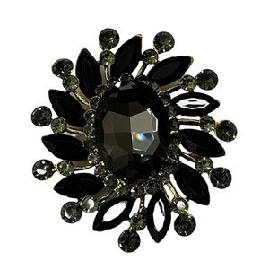 Large Black and Grey Oval Brooch/Pendant